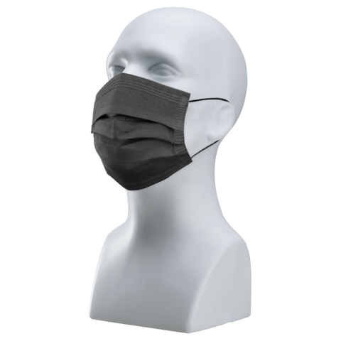 Black 3Ply Facial Masks - Individually Wrapped (50 Masks)